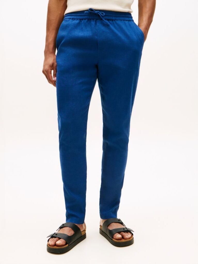Μπλε Harlem Παντελόνι Chinos Λινό Σε Tapered Γραμμή  Άνδρες