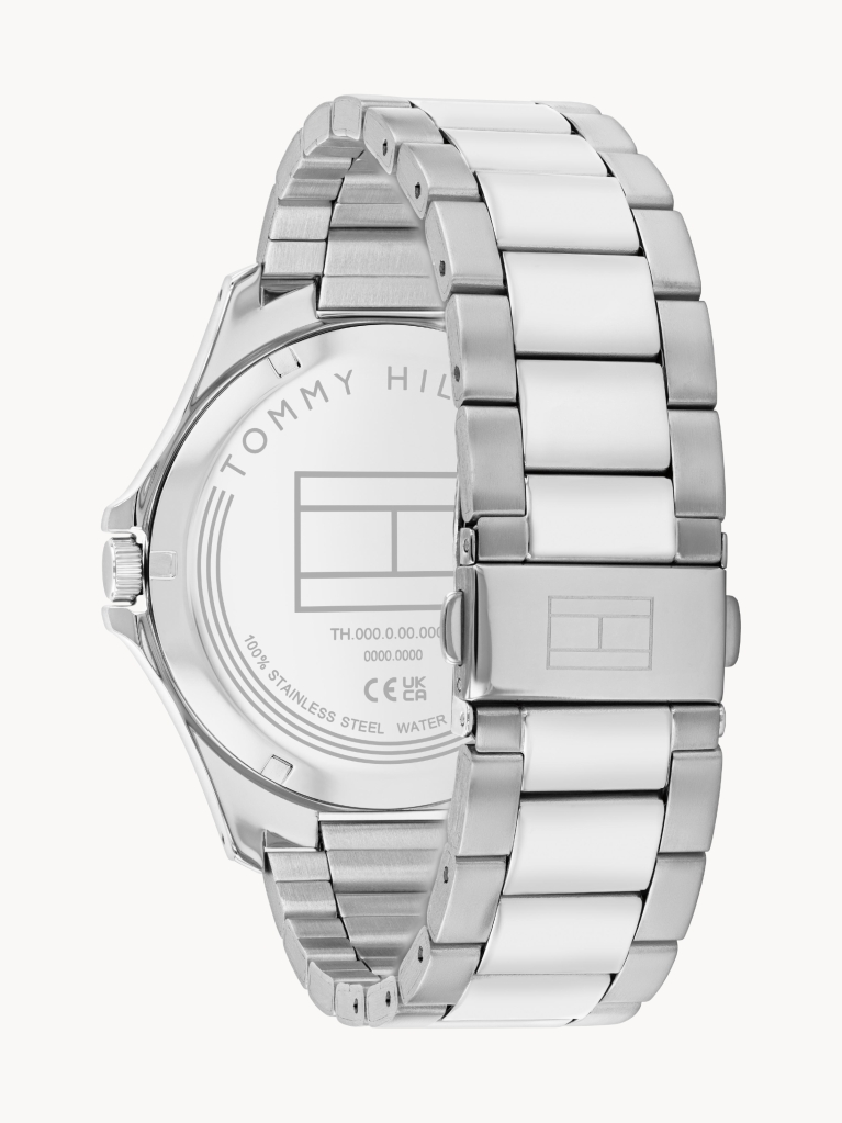 Blue Silver-Plated Stainless Steel Watch  Men