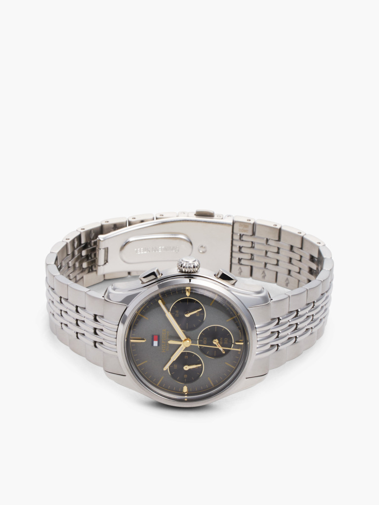 Grey Black Dial Gold-Plated Chronograph Watch  Men