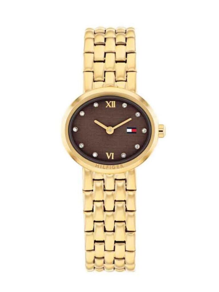 Brown Brown Dial Gold-Plated Stainless Steel Watch  Women