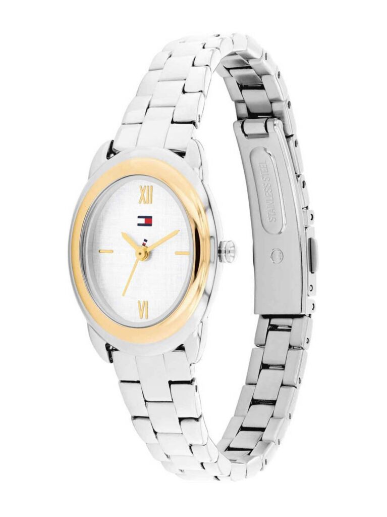 White White Dial Two-Tone Gold-Plated Stainless Steel Watch  Women