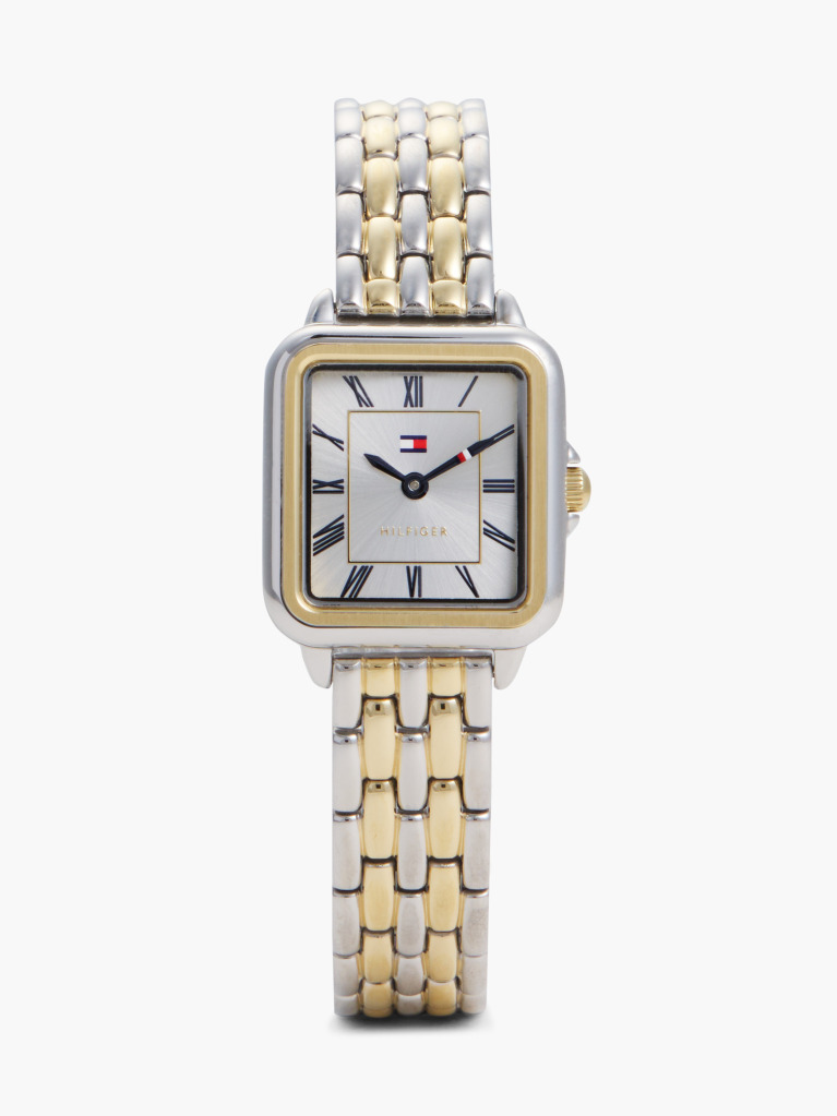 White Two-Tone Stainless Steel Rectangular Watch  Women