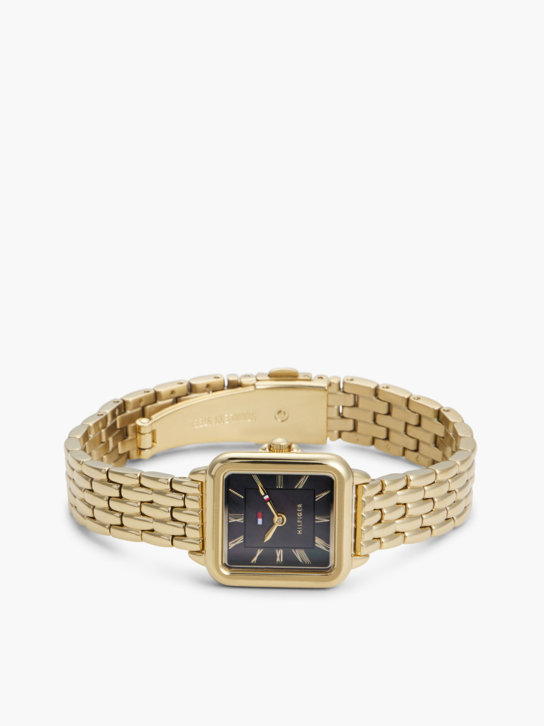Black Black Mother-Of-Pearl Dial Gold-Plated Watch  Women