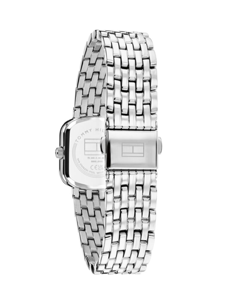 Silver Crystal Bezel Silver Rectangular Dial Watch  Women