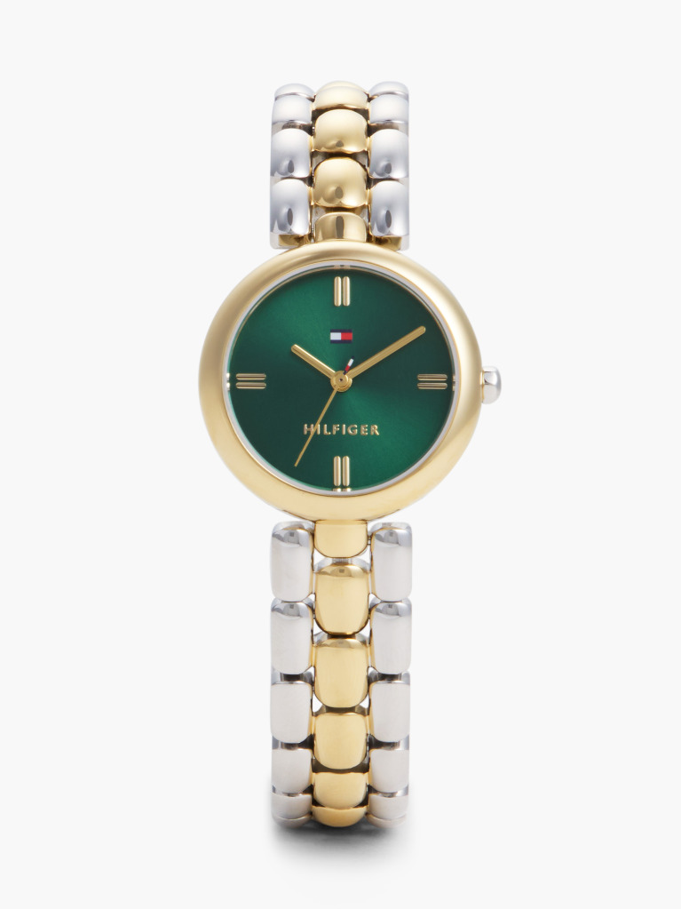 Green White Dial Gold-Plated Bracelet Strap Watch  Women