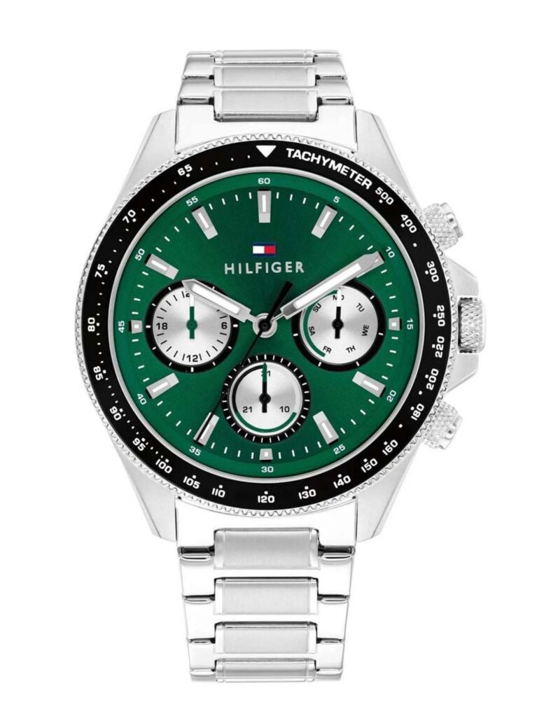 Green Green Dial Stainless Steel Chronograph Watch  Men