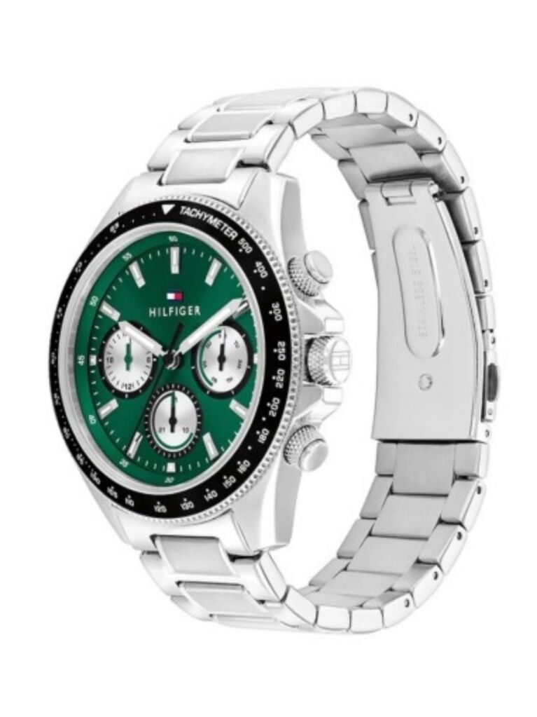 Green Green Dial Stainless Steel Chronograph Watch  Men