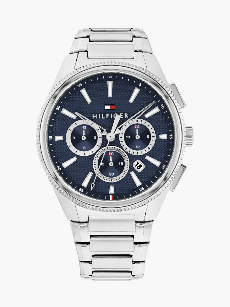 Blue Blue Dial Stainless Steel Chain-Link Watch  Men