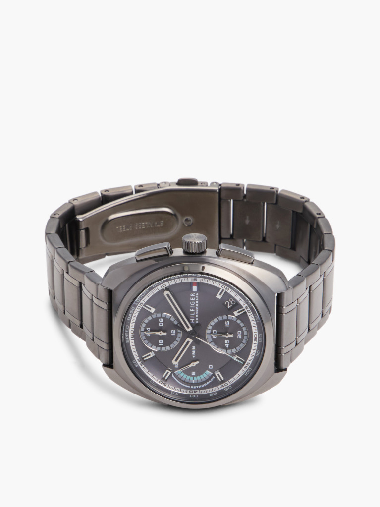 Grey Navy Dial Brown Leather Strap Watch  Men