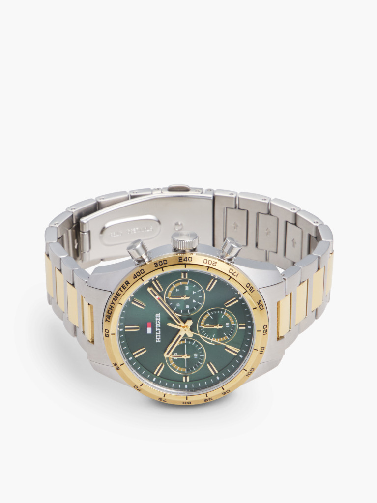 Green Green Dial Gold-Plated Two-Tone Chronograph Watch  Men
