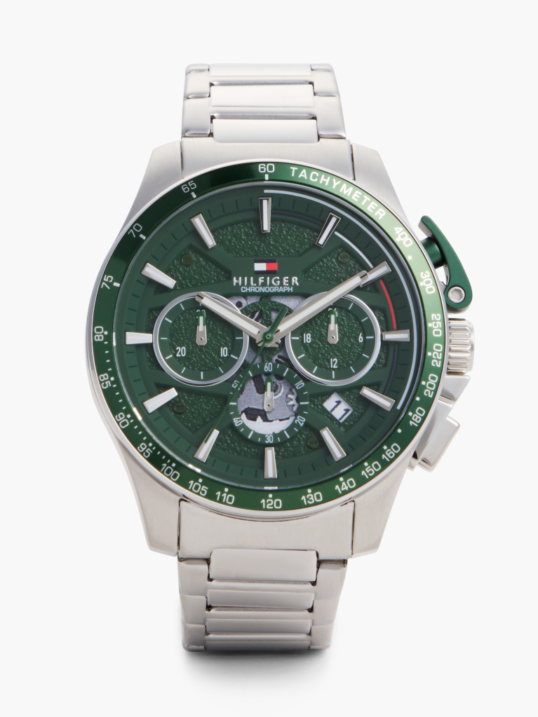 Green Green Dial Stainless Steel Chronograph Watch  Men
