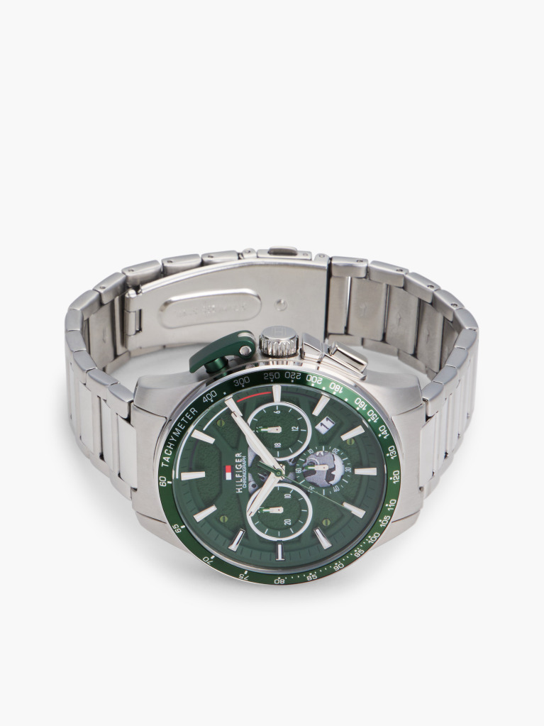 Green Green Dial Stainless Steel Chronograph Watch  Men