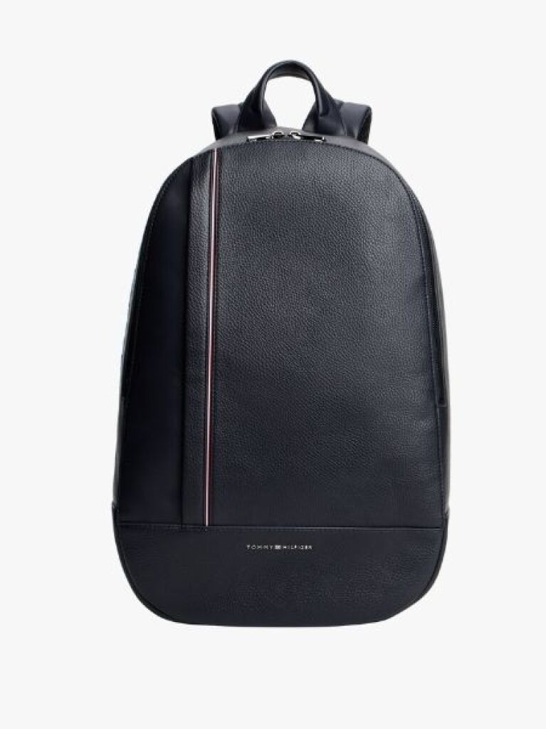 Blue Metal Logo Pebble Grain Backpack  Men