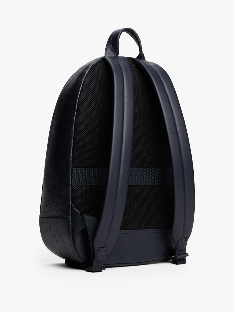 Blue Metal Logo Pebble Grain Backpack  Men