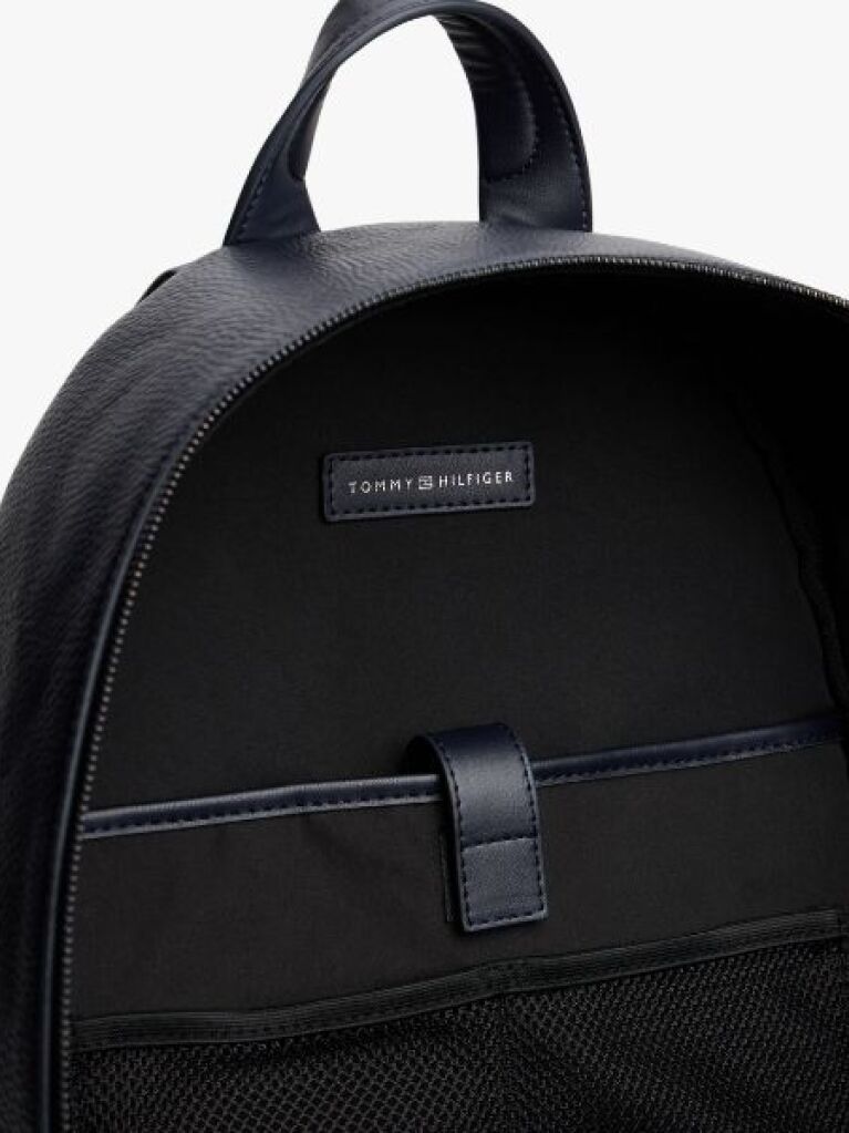 Blue Metal Logo Pebble Grain Backpack  Men