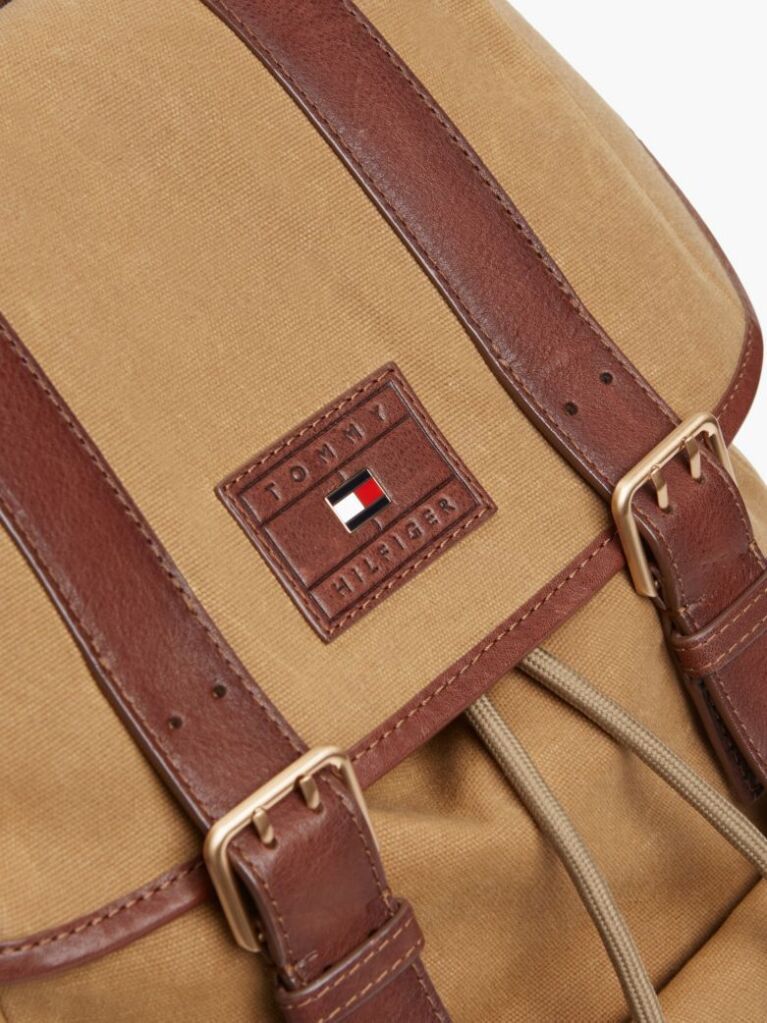 Brown Logo Patch Buckle Flap Backpack  Men