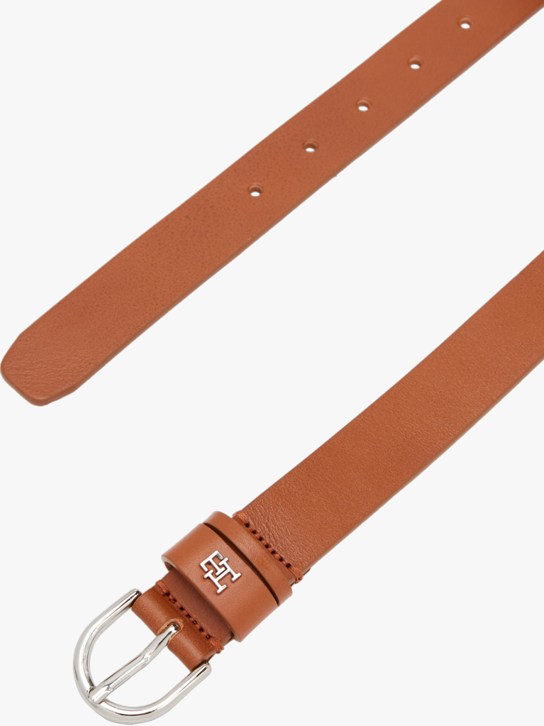 Καφέ Essential TH Monogram Δερμάτινη Ζώνη  Γυναίκες
