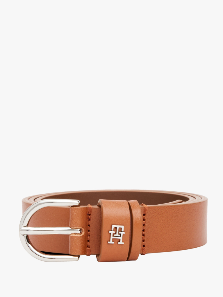 Καφέ Essential TH Monogram Δερμάτινη Ζώνη  Γυναίκες