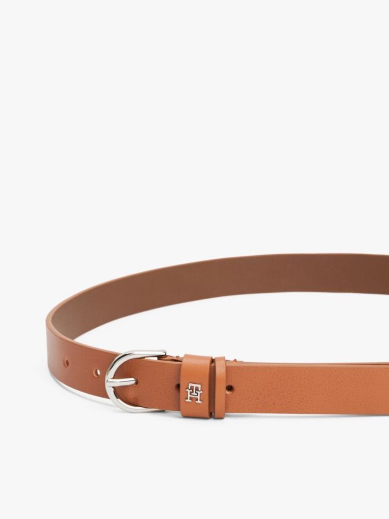 Καφέ Essential TH Monogram Δερμάτινη Ζώνη  Γυναίκες
