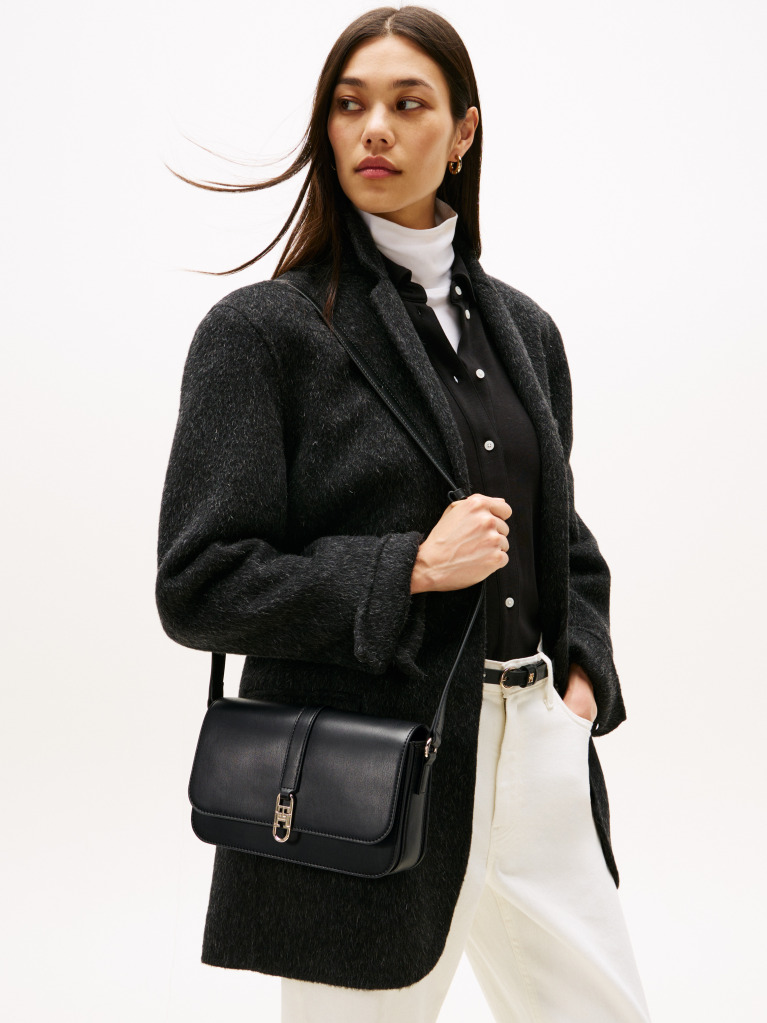 Black TH Monogram Flap Crossbody Bag  Women