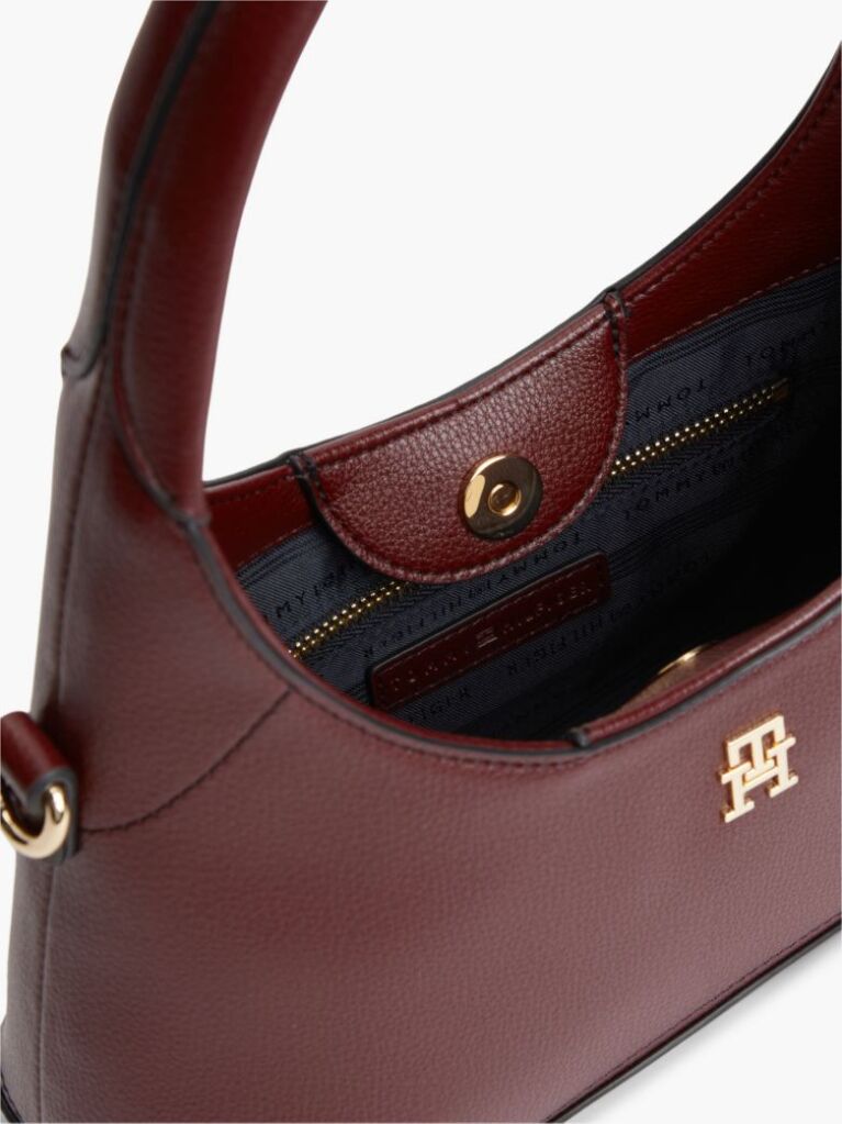 Red TH Monogram Plaque Crossbody Hobo Bag  Women