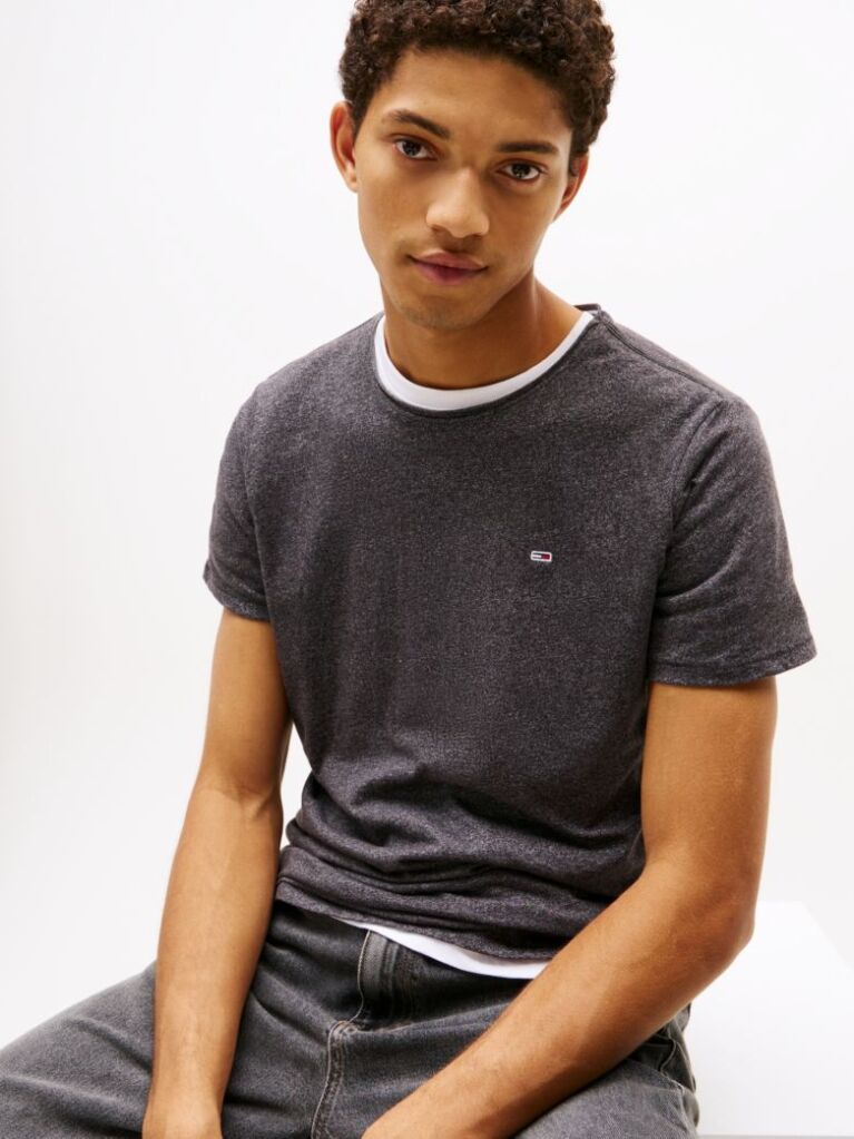 Black Mottled Slim Fit T-Shirt  Men