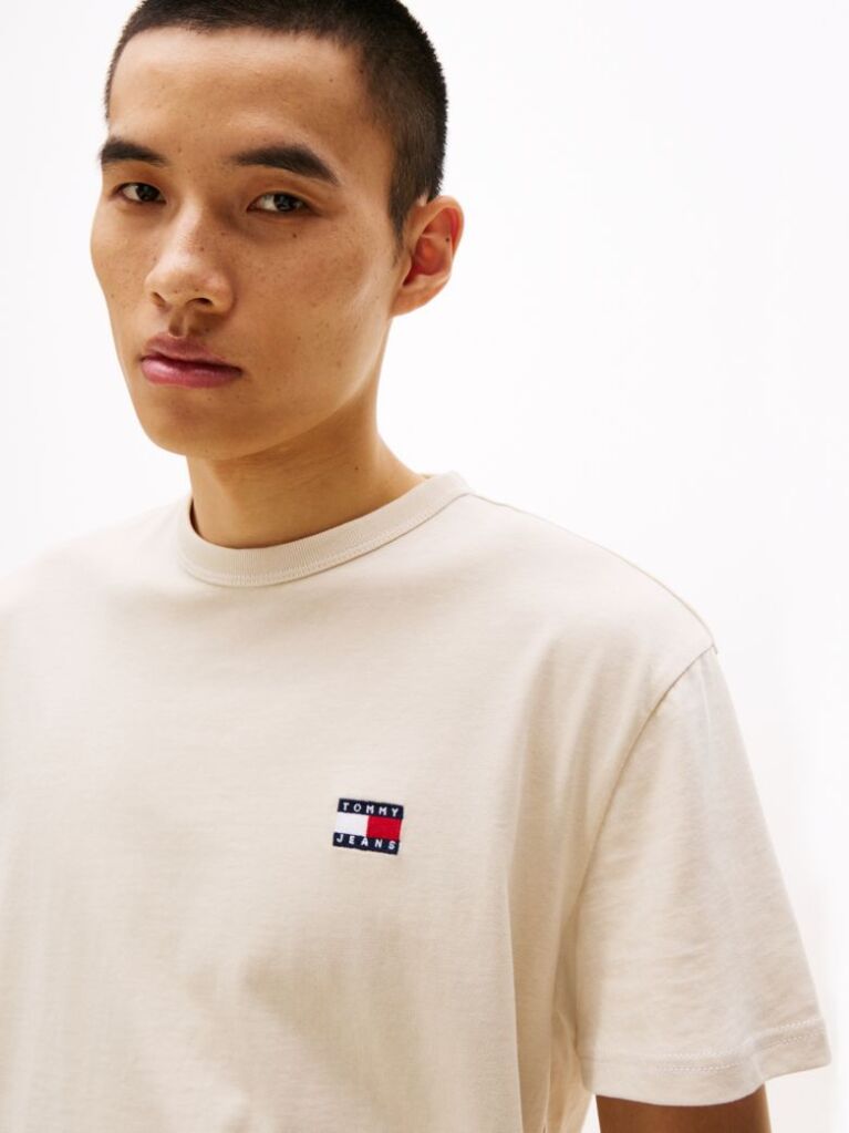 Άσπρο T-Shirt Με Σήμα Tommy Και Κανονική Λαιμόκοψη  Άνδρες