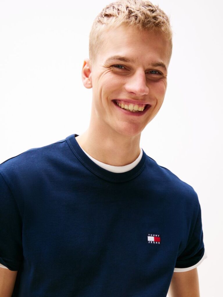 Μπλε T-Shirt Με Σήμα Tommy Και Κανονική Λαιμόκοψη  Άνδρες