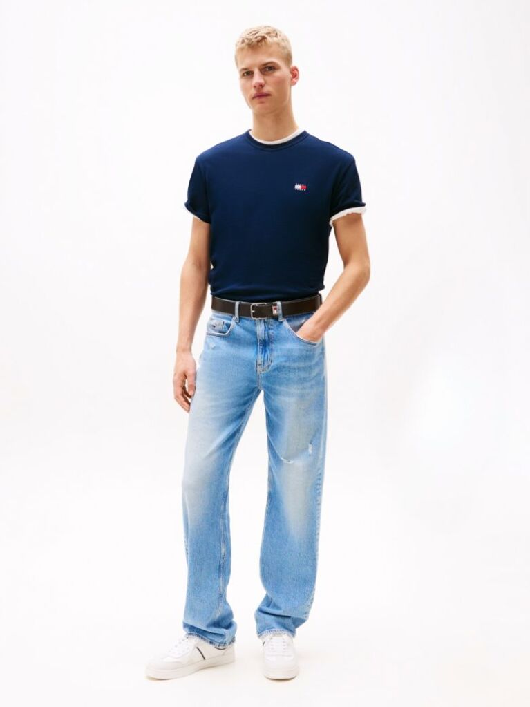 Μπλε T-Shirt Με Σήμα Tommy Και Κανονική Λαιμόκοψη  Άνδρες