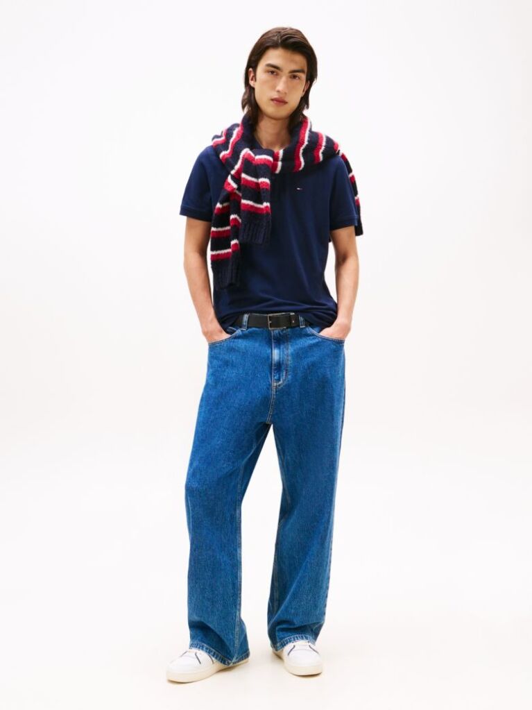 Blue Flag Patch Slim Fit Polo Shirt  Men