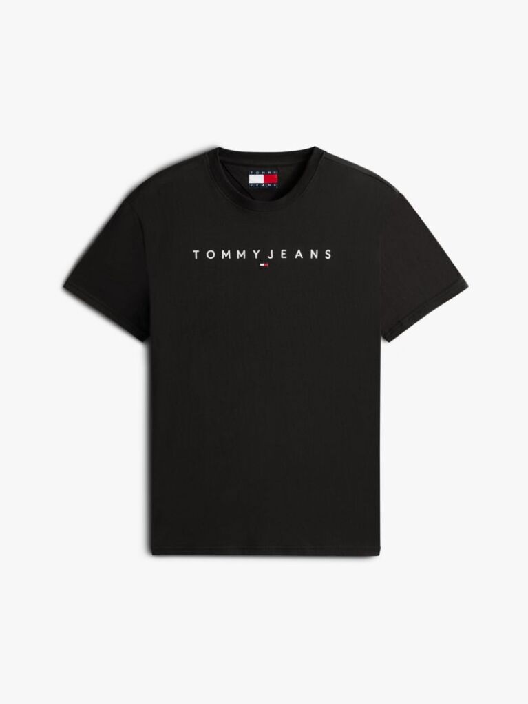Μαύρο T-Shirt Σε Κανονική Γραμμή Με Κεντητό Λογότυπο  Άνδρες