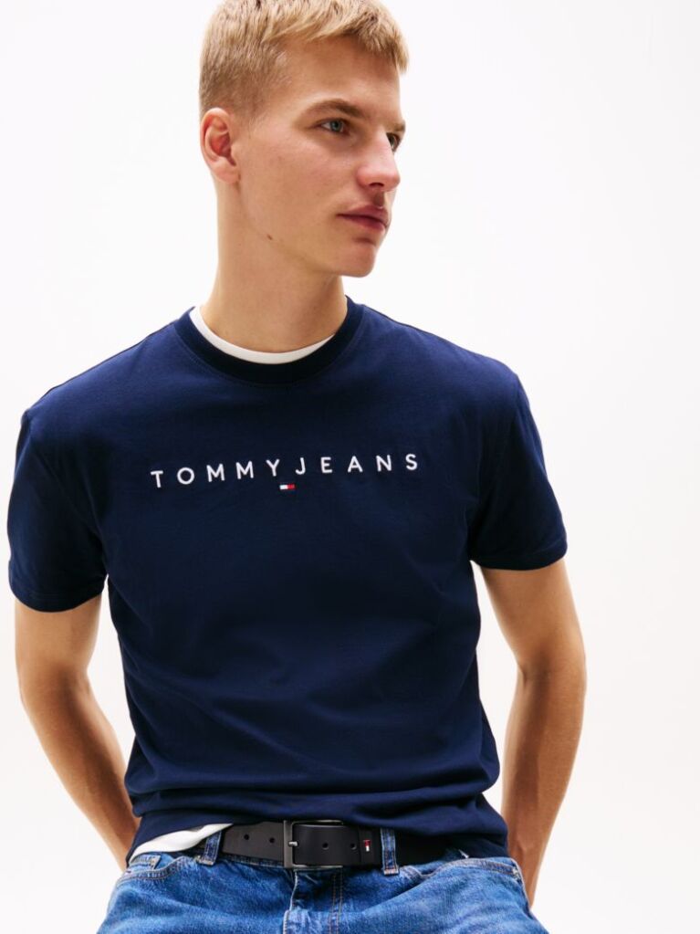 Μπλε T-Shirt Σε Κανονική Γραμμή Με Κεντητό Λογότυπο  Άνδρες
