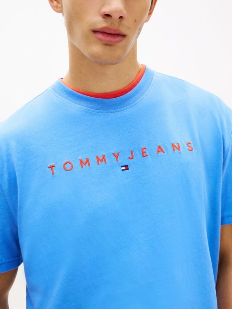 Μπλε T-Shirt Σε Κανονική Γραμμή Με Κεντητό Λογότυπο  Άνδρες