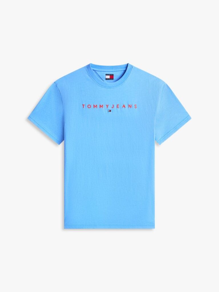 Μπλε T-Shirt Σε Κανονική Γραμμή Με Κεντητό Λογότυπο  Άνδρες