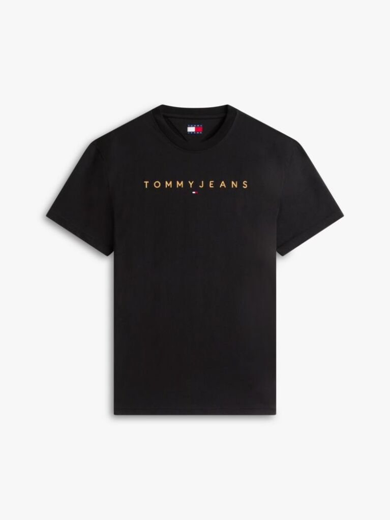 Μαύρο T-Shirt Σε Κανονική Γραμμή Με Κεντητό Λογότυπο  Άνδρες