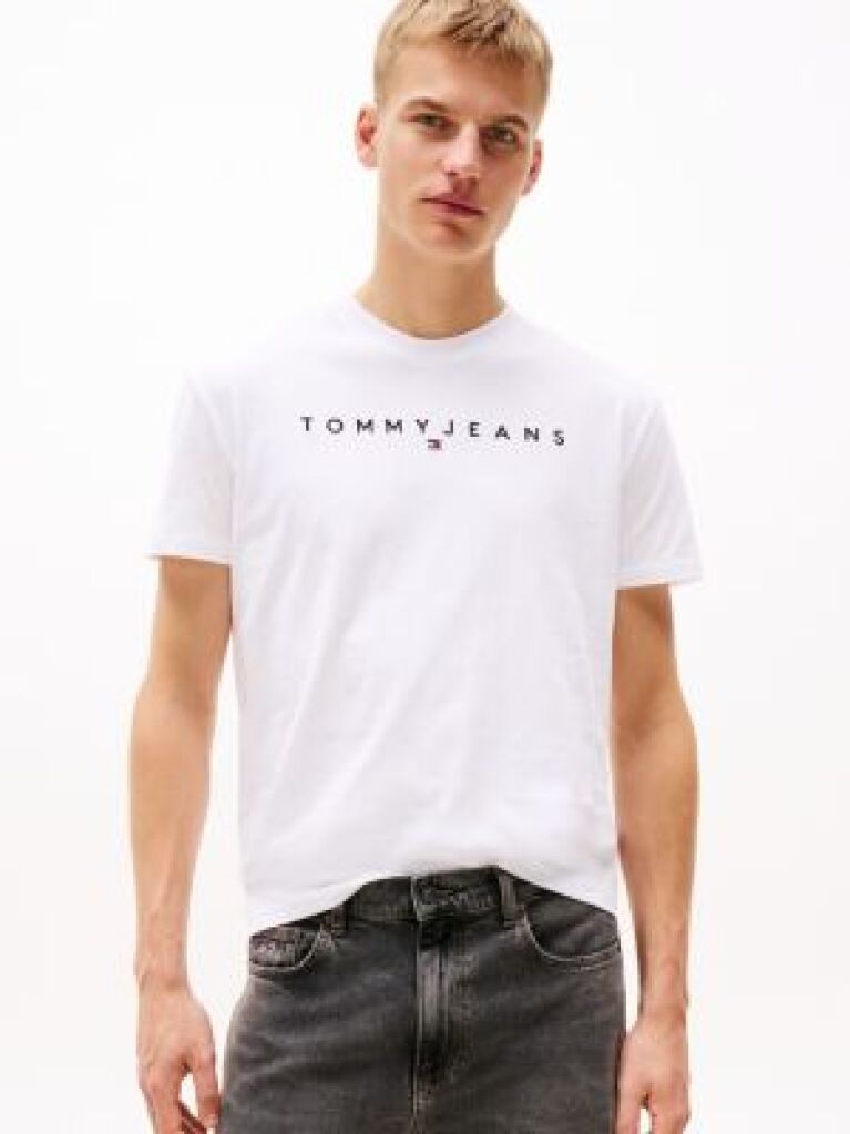 Άσπρο T-Shirt Σε Κανονική Γραμμή Με Κεντητό Λογότυπο  Άνδρες