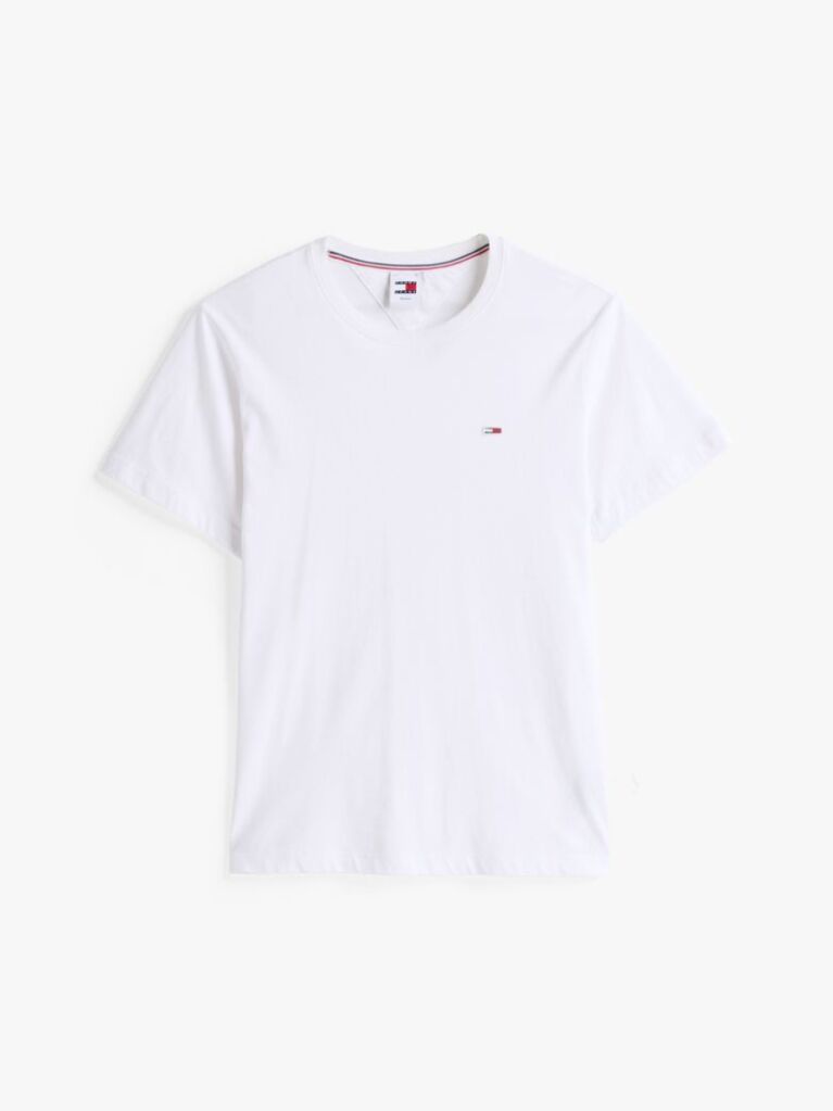 Άσπρο T-Shirt Σε Κανονική Γραμμή Με Κεντητό Λογότυπο  Άνδρες
