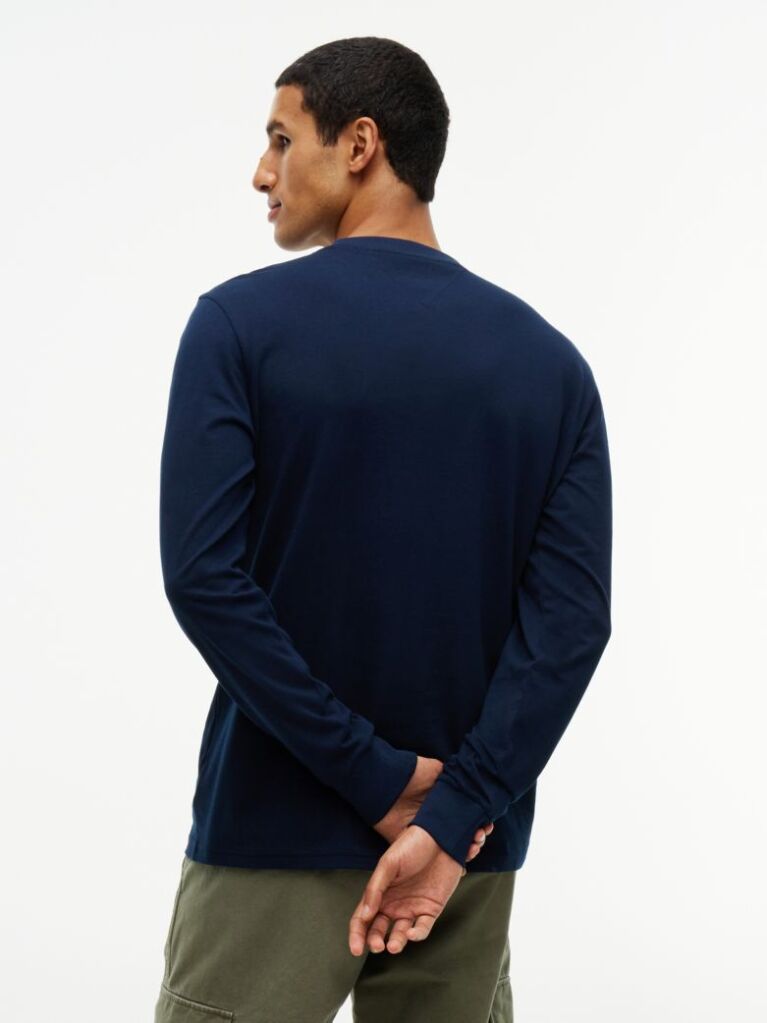 Μπλε Μακρυμάνικο T-Shirt Σε Slim Γραμμή Με Λογότυπο  Άνδρες
