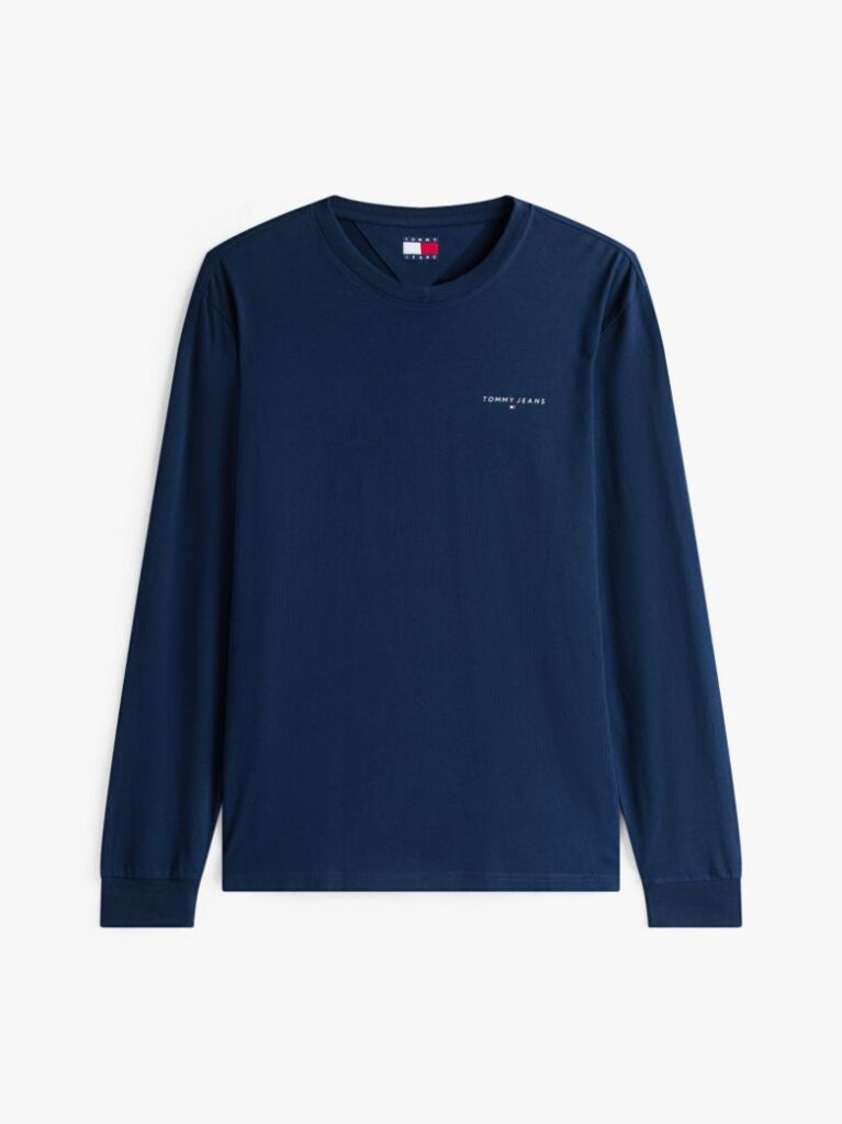 Μπλε Μακρυμάνικο T-Shirt Σε Slim Γραμμή Με Λογότυπο  Άνδρες