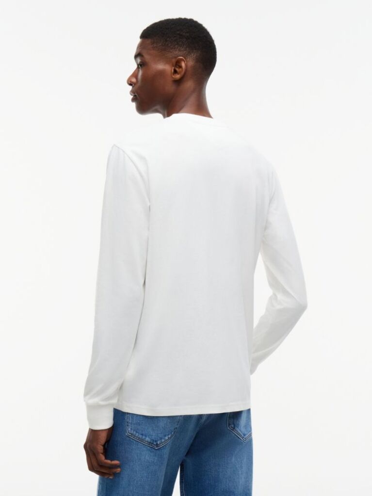 Μπεζ Μακρυμάνικο T-Shirt Σε Slim Γραμμή Με Λογότυπο  Άνδρες