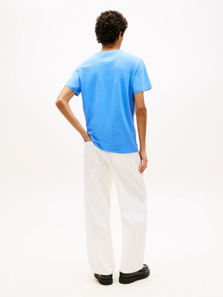 Μπλε Slim T-shirt Με Λογότυπο Και Στρογγυλή Λαιμόκοψη  Άνδρες