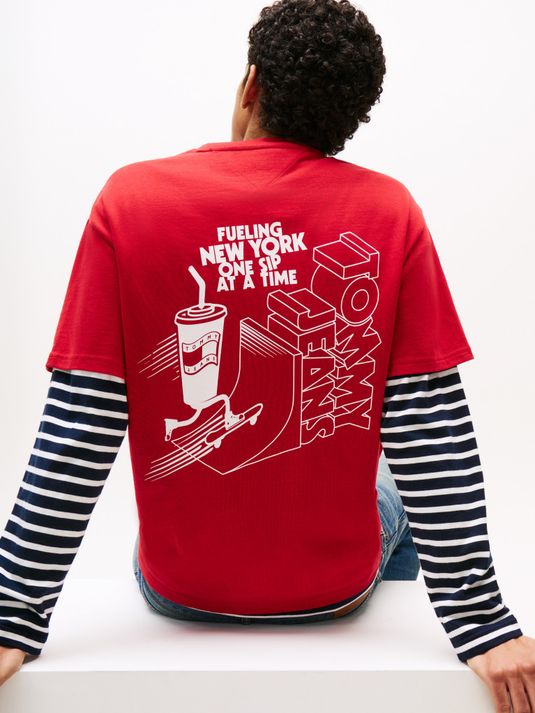 Κόκκινο T-Shirt Με Λογότυπο Στην Πλάτη Σε Κανονική Γραμμή  Άνδρες