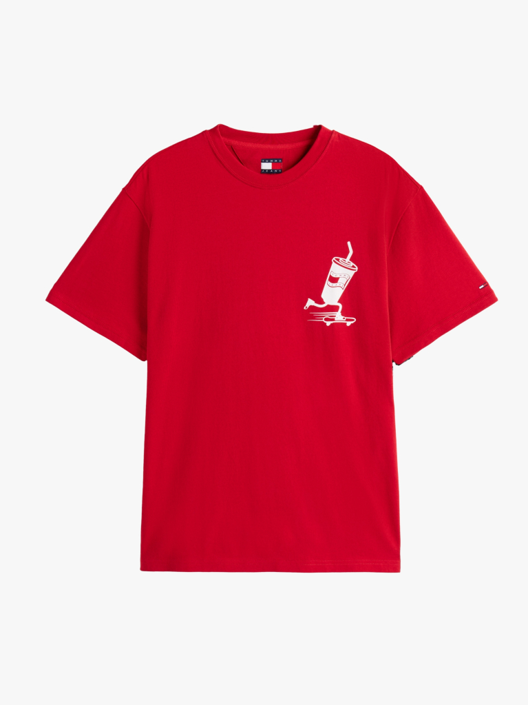 Κόκκινο T-Shirt Με Λογότυπο Στην Πλάτη Σε Κανονική Γραμμή  Άνδρες