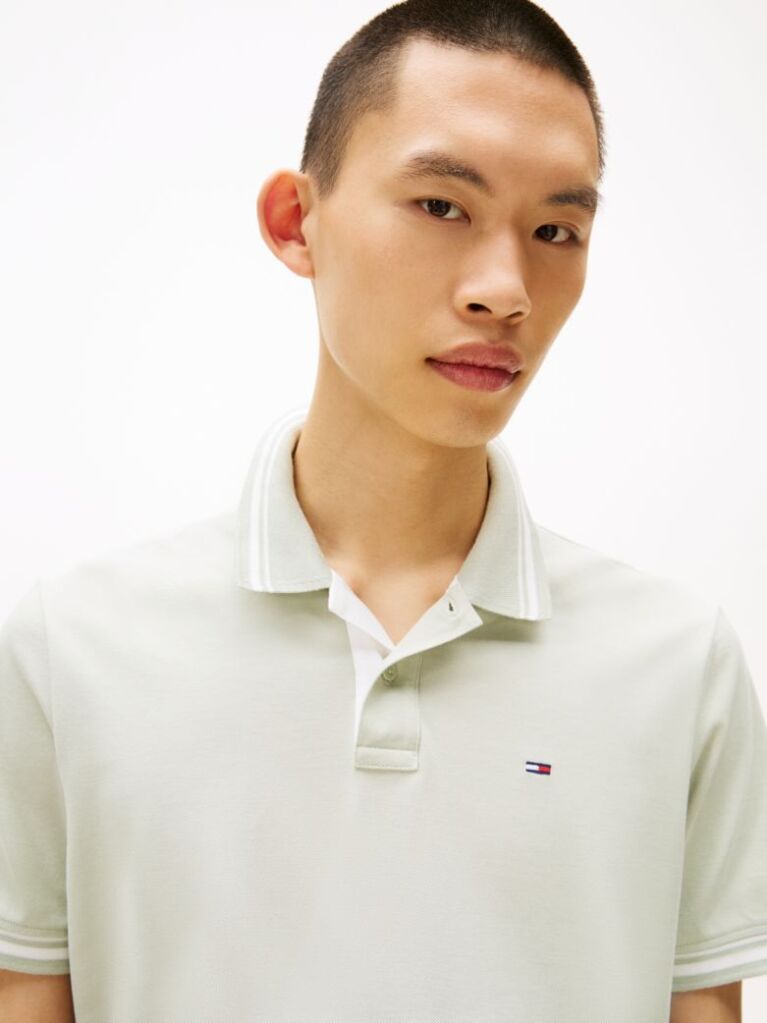 Green Tipped Regular Fit Polo Shirt  Men