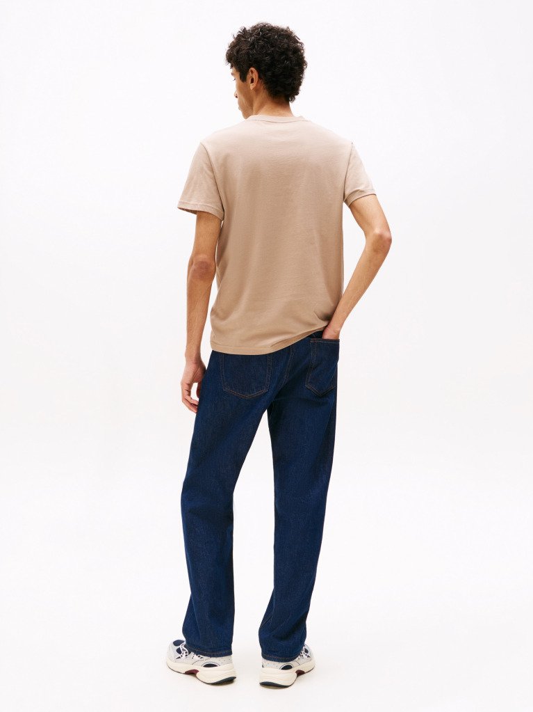 Beige Flag Graphic Slim T-Shirt  Men