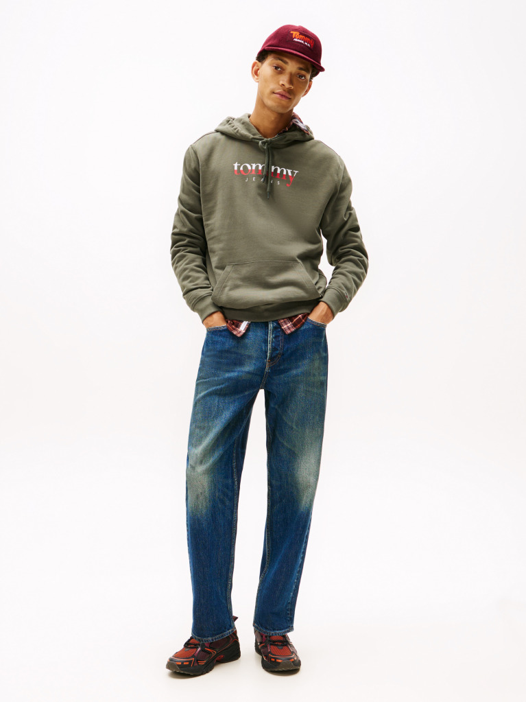 Green Logo Drawstring Terry Hoody  Men