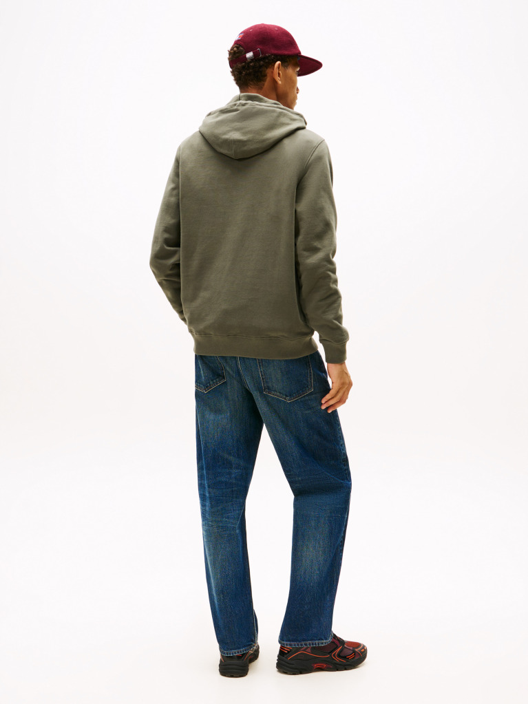 Green Logo Drawstring Terry Hoody  Men