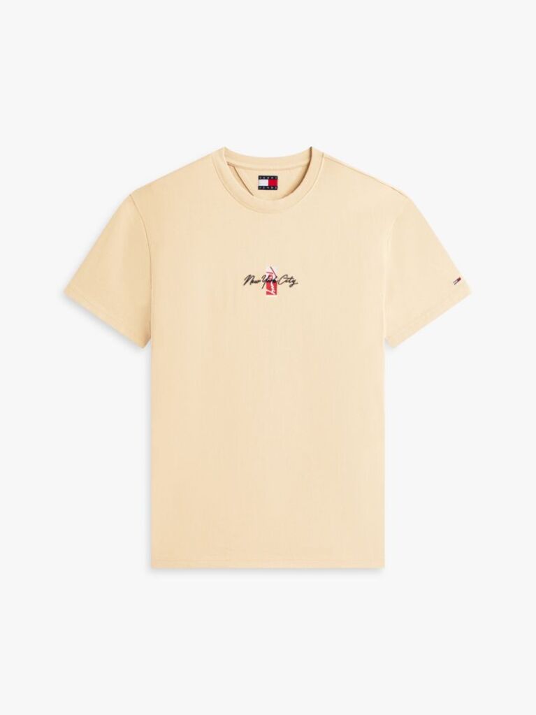 Καφέ T-Shirt Με Κλασική Λαιμόκοψη Και Signature Κεντητό Λογότυπο  Άνδρες