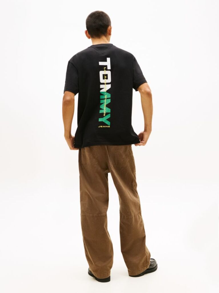 Μαύρο T-Shirt Σε Άνετη Γραμμή Με Λογότυπο Στην Πλάτη  Άνδρες