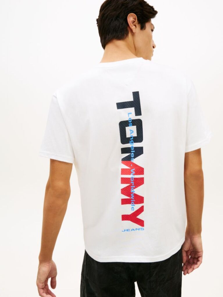 Άσπρο T-Shirt Σε Άνετη Γραμμή Με Λογότυπο Στην Πλάτη  Άνδρες